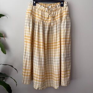 Madewell Women’s Gingham Midi Skirt Size Large Tie-Front Paperbag Cottagecore